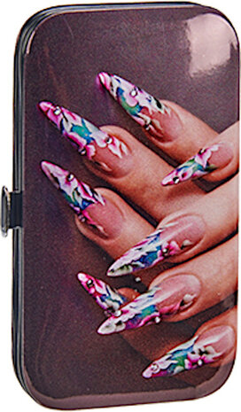 manicureset nagels 10,8 x 6 cm staal paars 7-delig