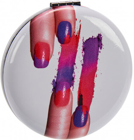 make-upspiegel nagels rond 8 x 2,4 cm glas wit/paars