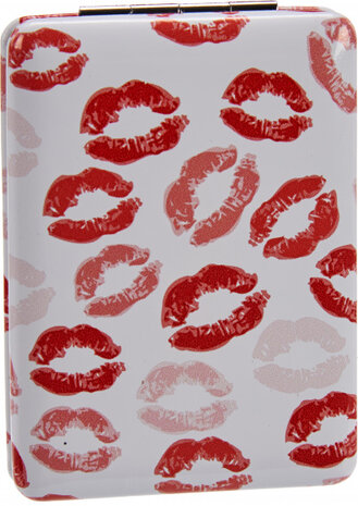make-upspiegel lippen rechthoek 8,5 cm wit/rood