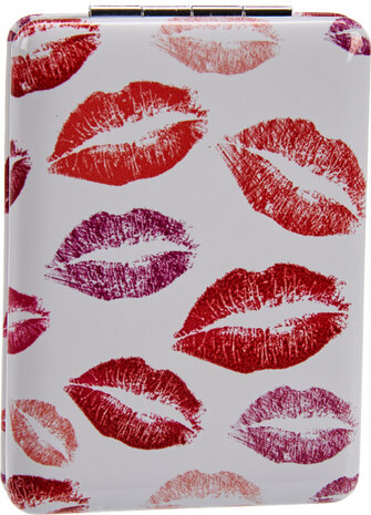 make-upspiegel lippen rechthoek 8,5 cm rood/wit