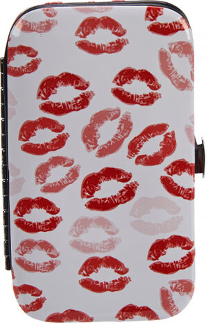 manicureset lippen 10,8 x 6 cm staal wit/rood 7-delig