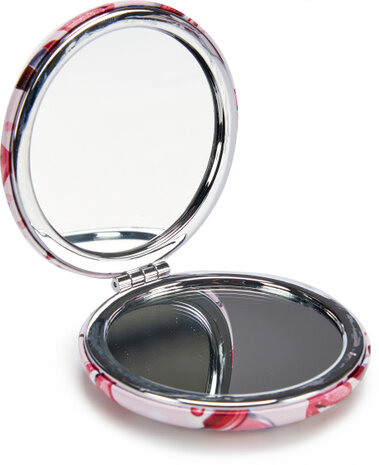 make-upspiegel lippen rond 8 x 2,4 cm glas roze/rood