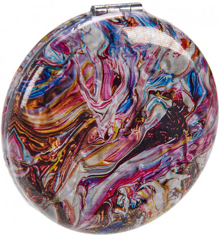 make-upspiegel abstract rond 8 x 2,4 cm glas blauw