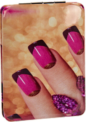 make-upspiegel nagels rechthoek 8,5 cm glas geel