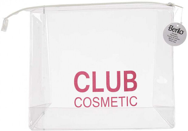 make-uptasje dames 9 x 27 x 23 cm PVC transparant/roze