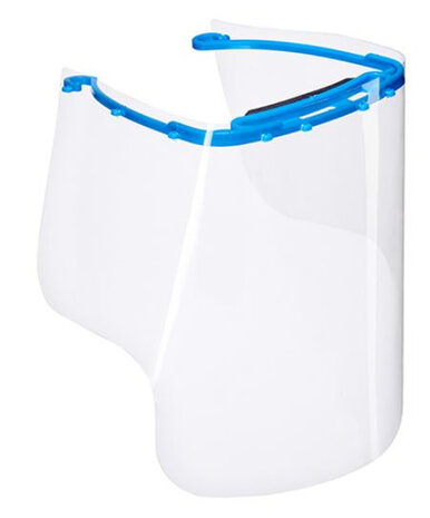 gezichtsscherm verstelbaar 22 cm transparant/blauw