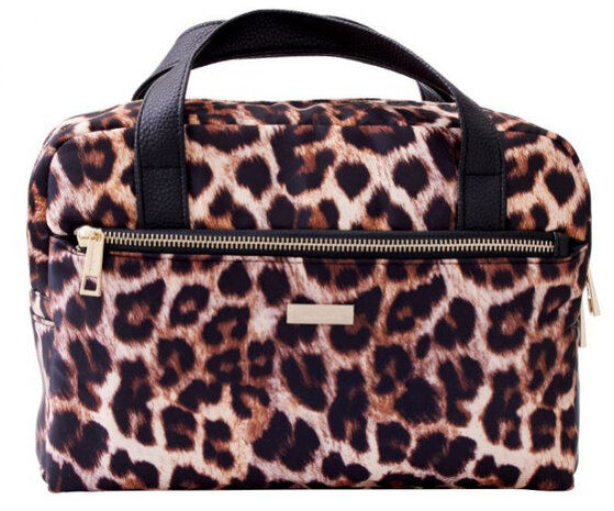 make-up/toilettas Leopard 30 x 21 x 10 cm nylon bruin