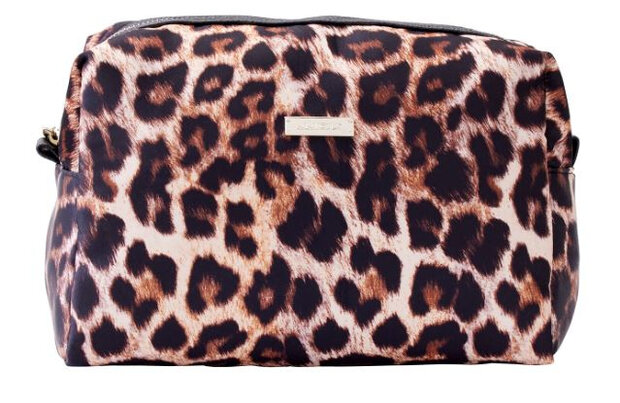 make-up/toilettas Leopard 25 x 16 x 12 cm nylon bruin