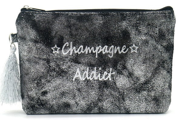 clutch dames 18,5 x 13 cm polyurethaan zwart/zilver