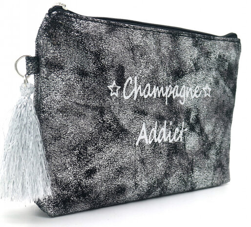 clutch dames 18,5 x 13 cm polyurethaan zwart/zilver
