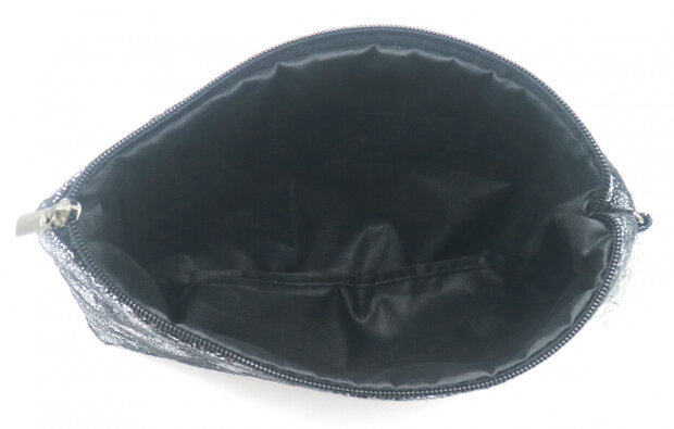 clutch dames 18,5 x 13 cm polyurethaan zwart/zilver