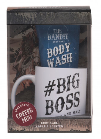 cadeauset Big Boss heren keramiek wit/blauw 2-delig