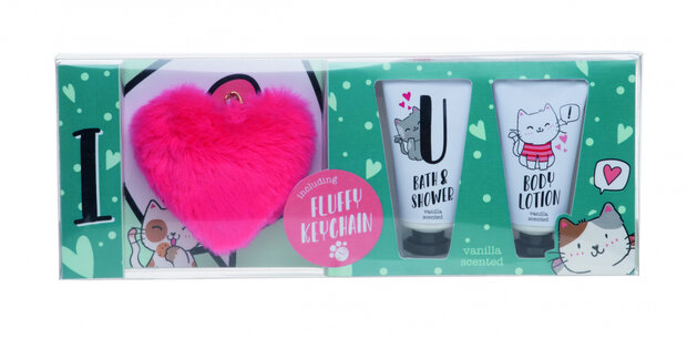 cadeauset Fluffy meisjes roze 3-delig