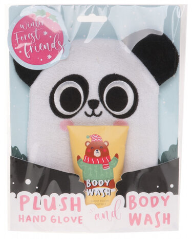 cadeauset Pandabeer junior pluche wit/geel 2-delig