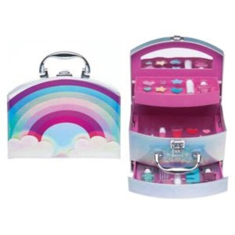 make-upkoffer Regenboog 20,5 cm aluminium 22-delig