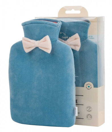 warmwater kruik 1 liter fluweel blauw