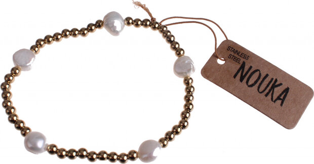 armband dames 60 mm RVS/elastiek goud