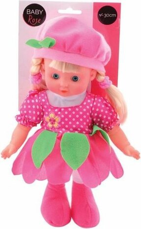 Johntoy Babypop Rose Meisjes 33 Cm Textiel Donkerroze