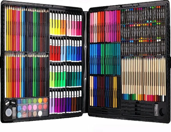 Tekendoos &ndash; Tekenkoffer &ndash; Tekenset &ndash; Kleurkoffer &ndash; Kleurpotloden &ndash; Stiften - Schilderkoffer - Voor kinderen en volwassenen &ndash; 258 delig