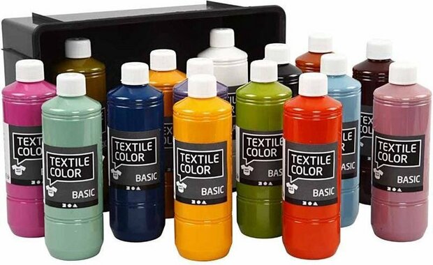 Textile Color, diverse kleuren, 15x500 ml/ 1 doos