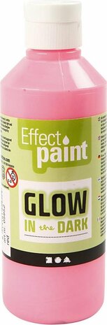 Glow in the dark. fluorescerende lichtrood. 250 ml/ 1 fles