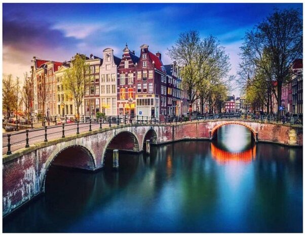 Hobbycave - Diamond Painting Pakket HQ - 40X30 CM - Vierkant - Dotz - Volwassenen - Amsterdamse Gracht