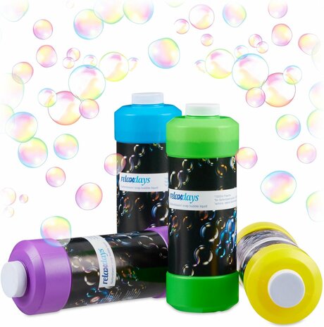 relaxdays bellenblaas 1 liter fles - navulling voor bellenblaasmachine bellenblaaspistool