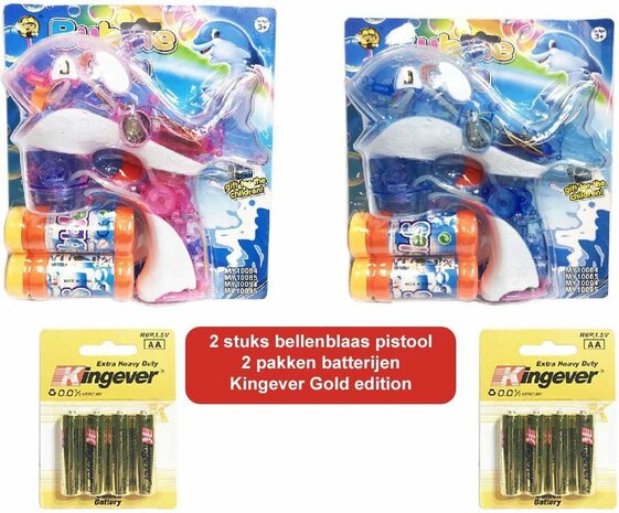 2x Bellenblaas pistool set dolfijn |speelgoed bellenblaas 2x dolfijn (incl. batterijen)