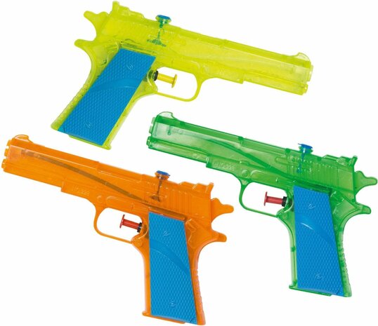 Pakket van 10x stuks gekleurd speelgoed waterpistool 18 cm - Kunststof waterpistolen - Zomer speelgoed