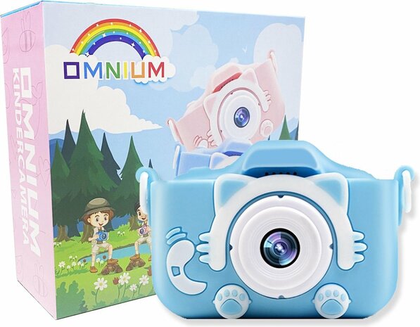 Omnium - Kindercamera - Digitaal - 1080P display - 12 Megapixel - SD Kaart 32GB en kaartlezer - Blauw