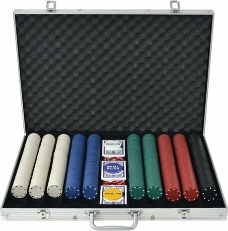 vidaXL Pokerset met 1000 chips aluminium