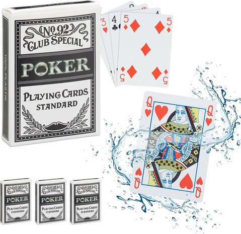 relaxdays 4x speelkaarten poker - pokerkaarten plastic - 216 kaarten - waterdicht