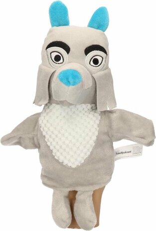 Pluche Fabeltjeskrant Bor de Wolf handpop knuffel 25 cm speelgoed - Fabeltjeskrant poppen - Wolven bosdieren knuffels - Poppentheater speelgoed kinderen