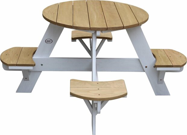 AXI UFO Picknicktafel Rond Bruin/wit - FSC Hout - 120 x 120 x 56 cm