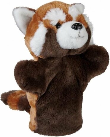 Pluche rode panda beer handpop knuffel 26 cm - Beren knuffels - Poppentheater speelgoed kinderen