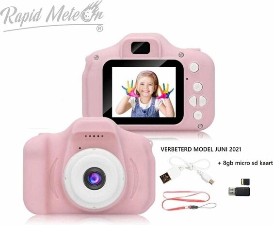 Digitale kindercamera roze / met videofunctie / incl. handig keycord