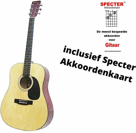 Western Gitaar - Naturel met handige akkoordenkaart