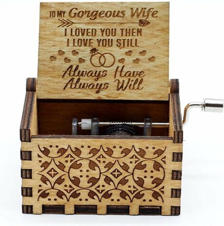 Retro houten muziekdoosje muziek doos Cadeau - aan mij vrouw!