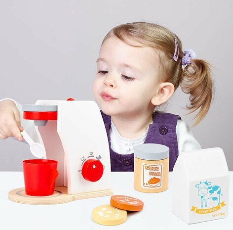 Acarebanny Houten Speelgoedkoffiezetapparaat met accessoires - Koffiezetapparaat set voor kinderen - Speelgoedkeukenaccessoireset