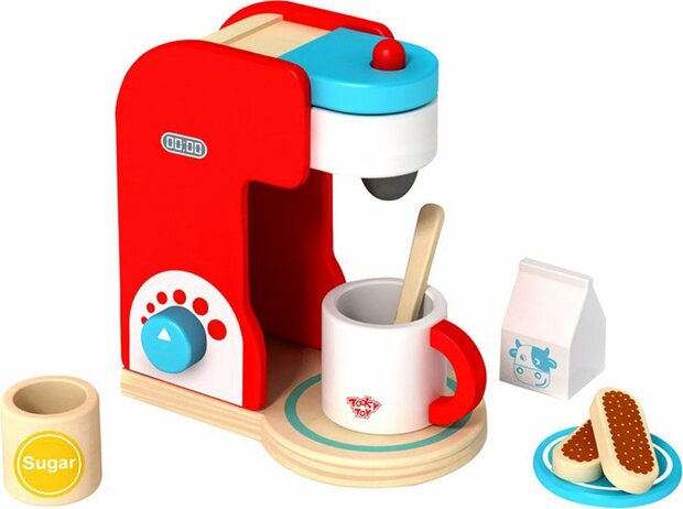 Houten speelgoed koffiezetapparaat