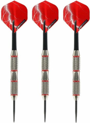 4x Set van 3 dartpijlen Blackjack Brass Red 23 grams - Darten/darts sport artikelen pijltjes messing