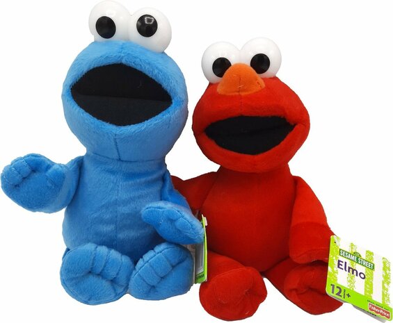 Sesamstraat Knuffel Voordeelset - Elmo en Koekiemonster - Fisher-Price - 28/30 cm