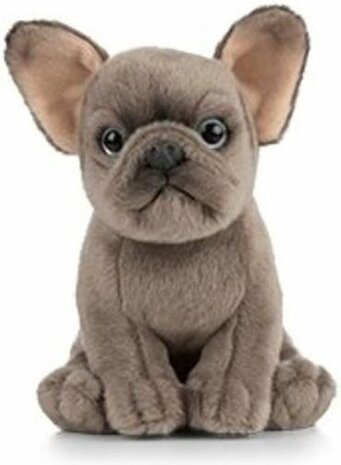 Pluche grijze Franse Bulldog hond knuffel 15 cm - Honden huisdieren knuffels - Speelgoed voor kinderen