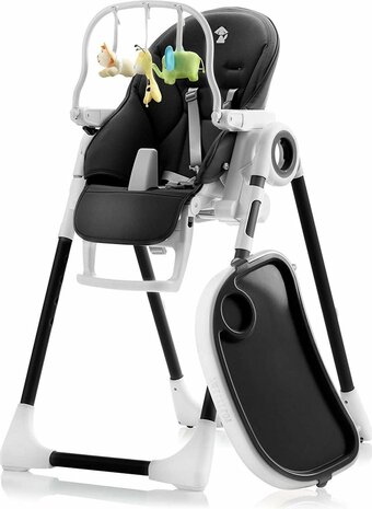 Baby EetStoel - Zinaps Baby groeit met u, verstelbare en opvouwbare baby kinderstoel - 7 hoogten, verstelbare rugleuning Kind 5 posities, verwijderbare lade, bevestigbare plaat (eenvoudige reiniging), comfortvulling baby. Diep zwart -  (WK 02124)