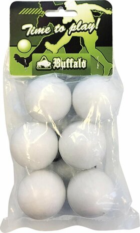 Buffalo tafelvoetbal bal 36 mm glad wit 6 stuks