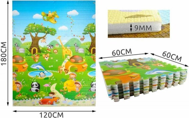 Grote XL Speelmat puzzle Vloerkleed kinderen - Groot Baby &amp; Kindervoerkleed speel puzzle - Dieren Kleed - Binnen &amp; Buiten