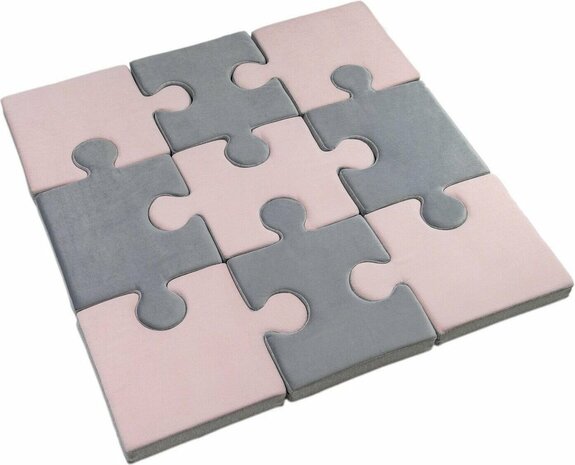 Speelmat 120 x 120 x 8 cm | Grijs en roze kleuren