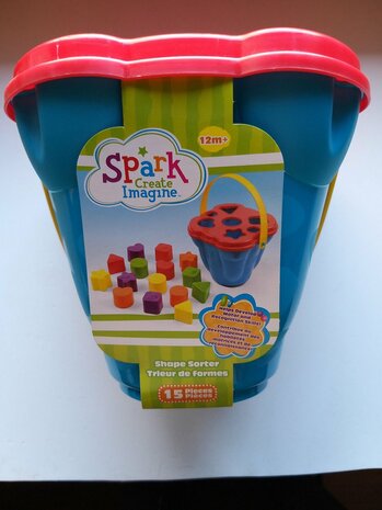 Playgo Activiteitencentrum - Vormenstoof - Emmer Blauw Deksel Rood