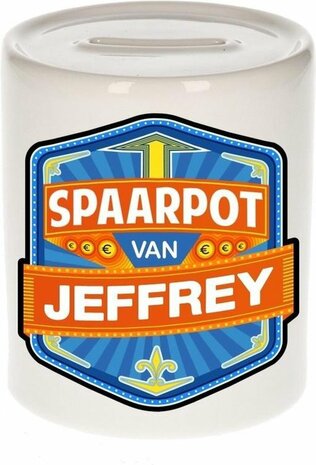 Kinder spaarpot voor Jeffrey - keramiek - naam spaarpotten