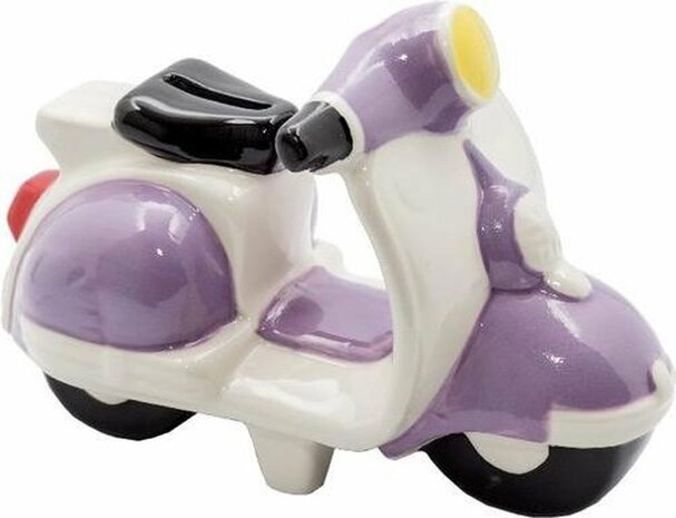 Spaarpot - Keramiek - Vespa - Paars - 18cm - Sawahasa  - Thailand - Fairtrade